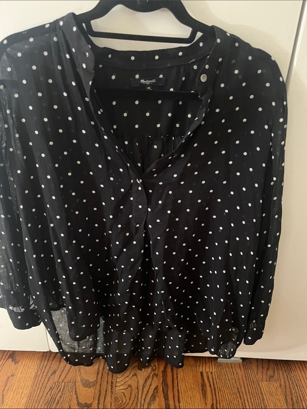 Madewell Black and White Polka Dot Button-Front Blouse